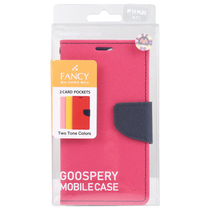 ELECTROPRIME For iPhone 15 GOOSPERY FANCY DIARY Cross Texture Leather Phone Case(Rose Red)
