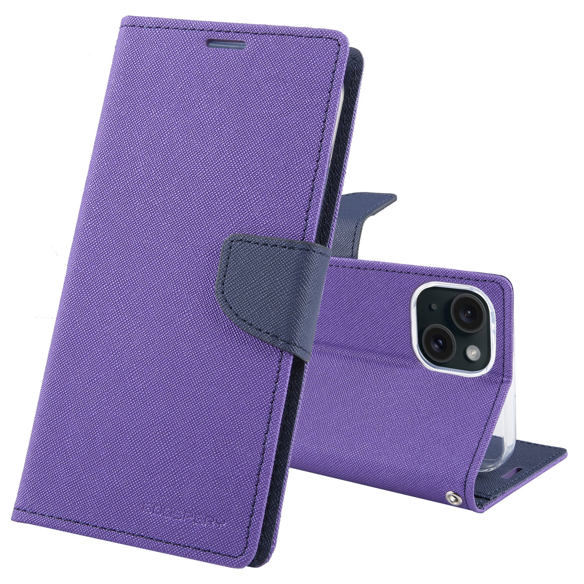 ELECTROPRIME For iPhone 15 GOOSPERY FANCY DIARY Cross Texture Leather Phone Case(Purple)