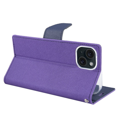 ELECTROPRIME For iPhone 15 GOOSPERY FANCY DIARY Cross Texture Leather Phone Case(Purple)