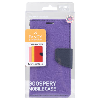 ELECTROPRIME For iPhone 15 GOOSPERY FANCY DIARY Cross Texture Leather Phone Case(Purple)