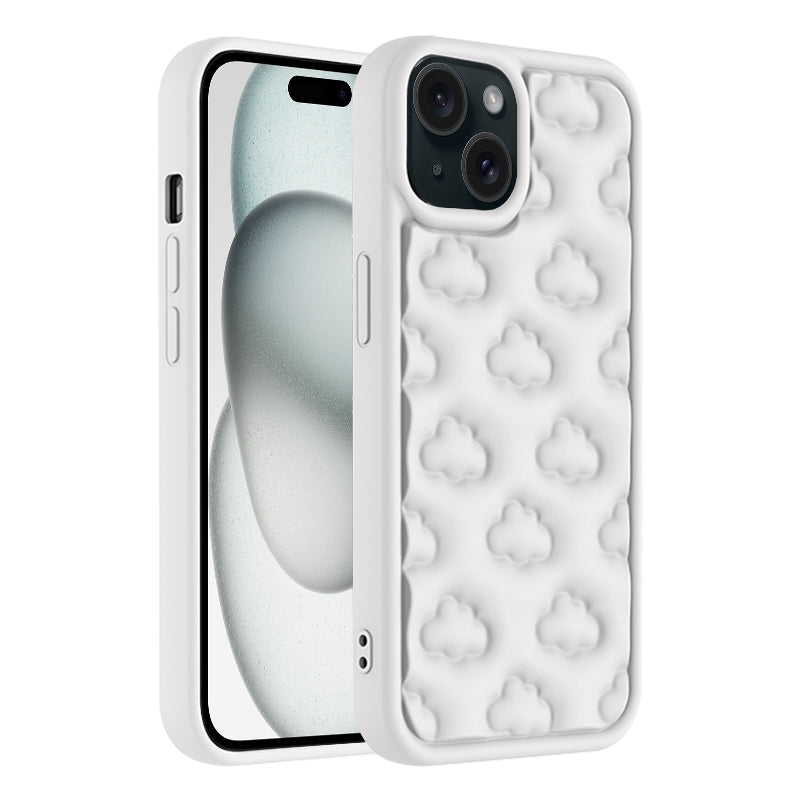 ELECTROPRIME For iPhone 15 Plus 3D Cloud Pattern TPU Phone Case(White)