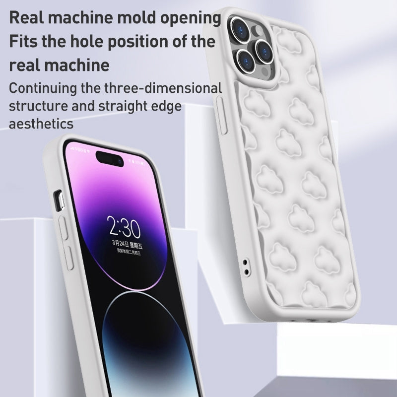 ELECTROPRIME For iPhone 15 Plus 3D Cloud Pattern TPU Phone Case(White)