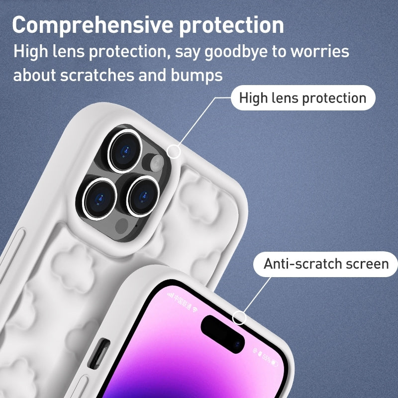 ELECTROPRIME For iPhone 15 Plus 3D Cloud Pattern TPU Phone Case(White)