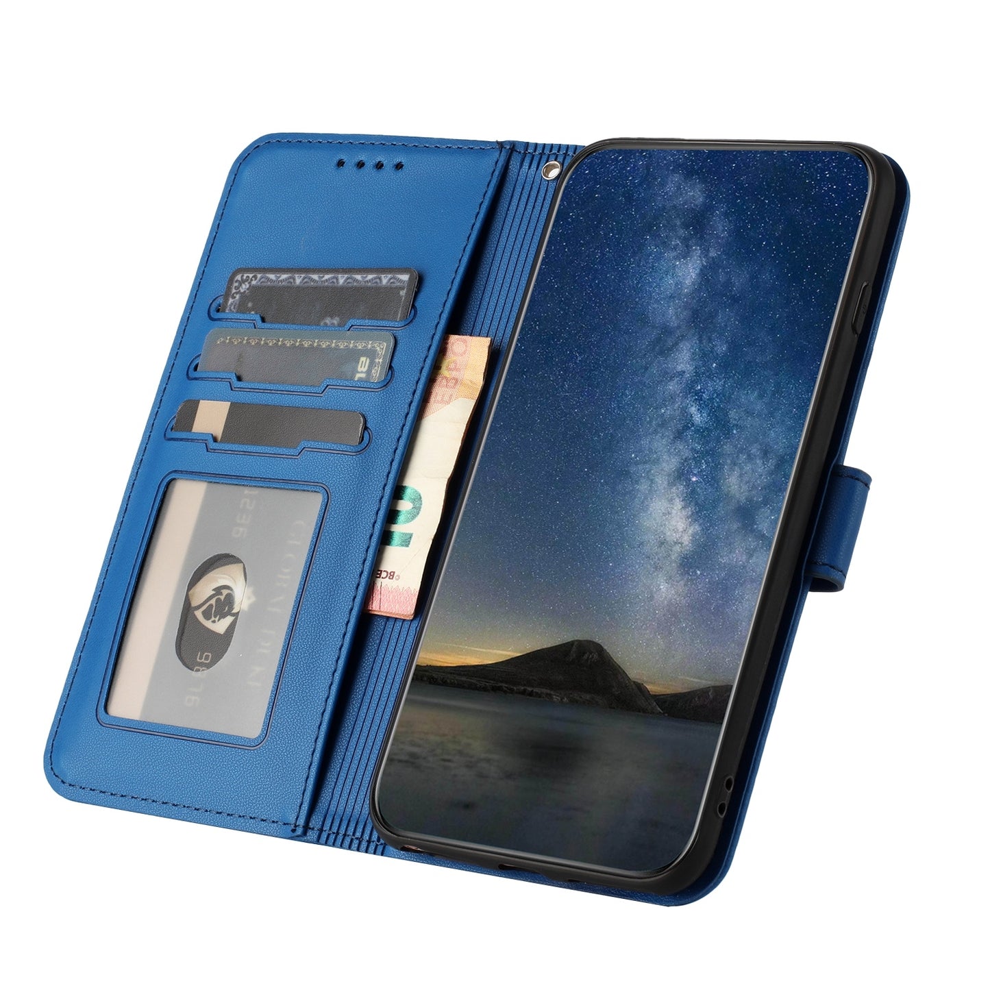 ELECTROPRIME For iPhone 15 Datura Flower Embossed Flip Leather Phone Case(Blue)