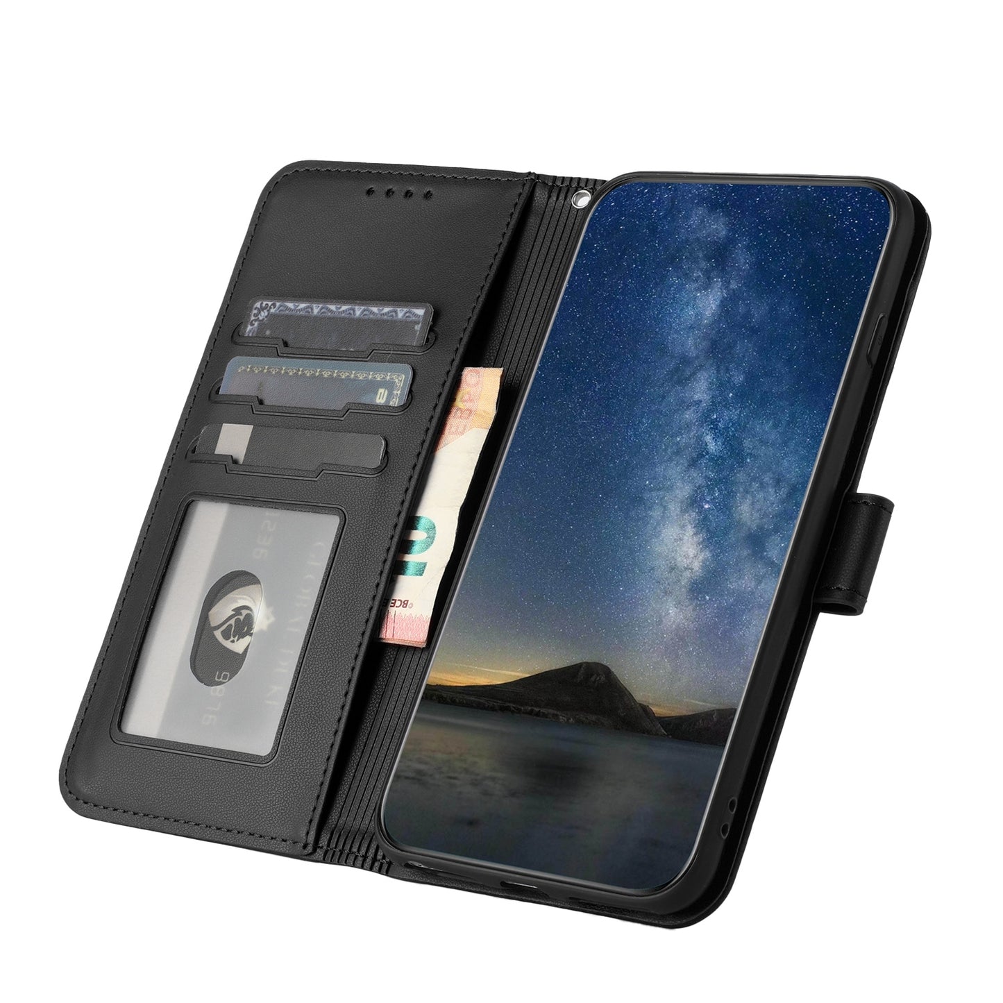 ELECTROPRIME For iPhone 15 Datura Flower Embossed Flip Leather Phone Case(Black)