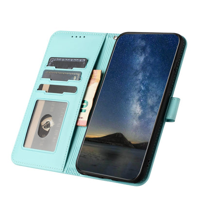 ELECTROPRIME For iPhone 15 Datura Flower Embossed Flip Leather Phone Case(Light blue)
