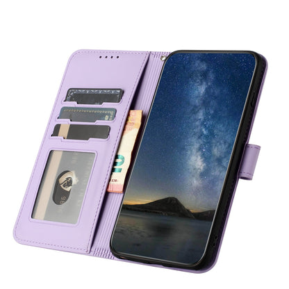 ELECTROPRIME For iPhone 15 Datura Flower Embossed Flip Leather Phone Case(Purple)