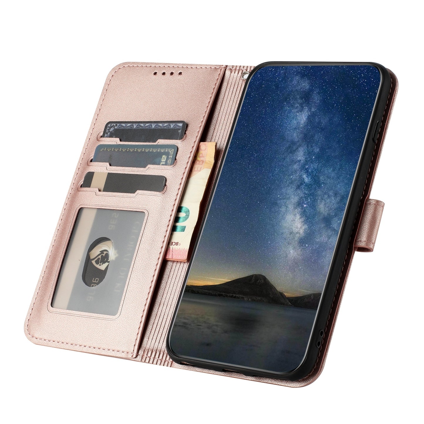 ELECTROPRIME For iPhone 15 Datura Flower Embossed Flip Leather Phone Case(Rose Gold)