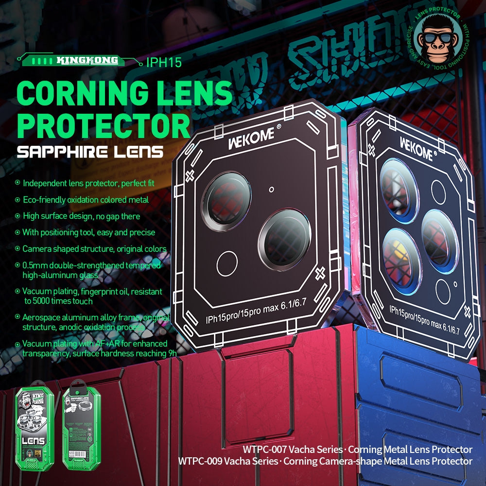 ELECTROPRIME For iPhone 15 WEKOME WTPC-008 Armor Corning Metal Ring Lens Cover Film(Gold)