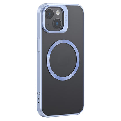 ELECTROPRIME For iPhone 15 USAMS Grid Shadow Series MagSafe Phone Case(Light Blue)