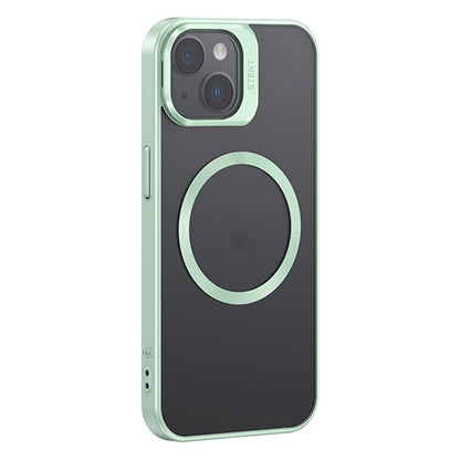 ELECTROPRIME For iPhone 15 USAMS Grid Shadow Series MagSafe Phone Case(Light Green)