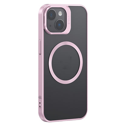 ELECTROPRIME For iPhone 15 USAMS Grid Shadow Series MagSafe Phone Case(Light Pink)