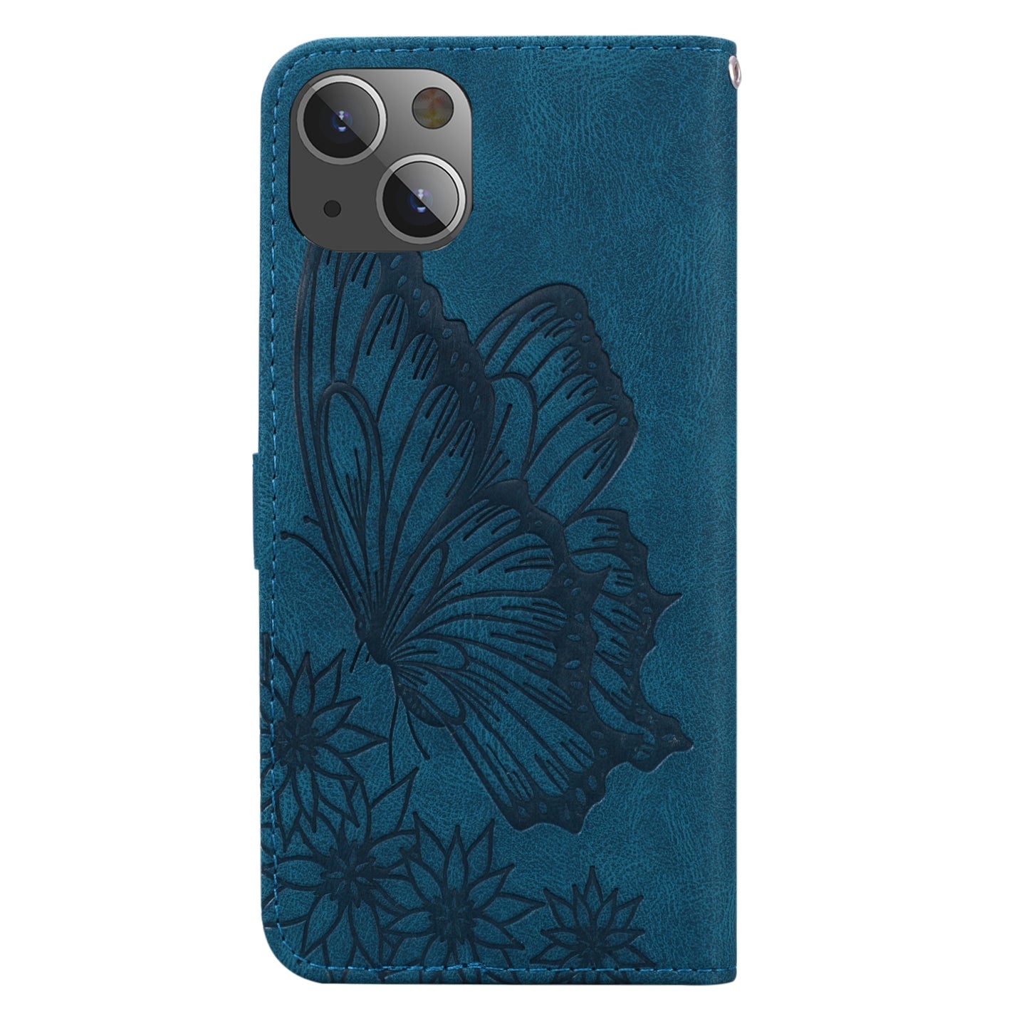 ELECTROPRIME For iPhone 15 Retro Skin Feel Butterflies Embossing Leather Phone Case(Blue)