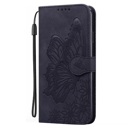 ELECTROPRIME For iPhone 15 Retro Skin Feel Butterflies Embossing Leather Phone Case(Black)
