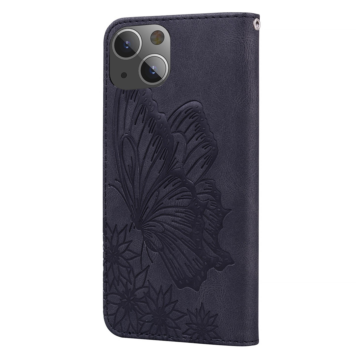 ELECTROPRIME For iPhone 15 Retro Skin Feel Butterflies Embossing Leather Phone Case(Black)