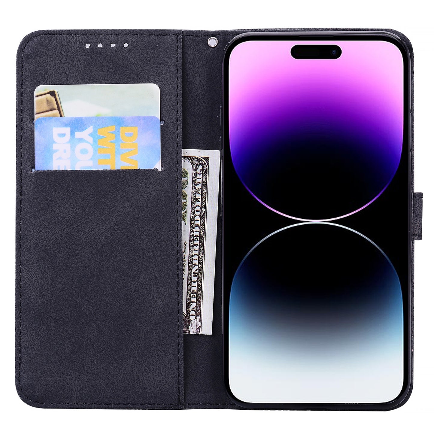 ELECTROPRIME For iPhone 15 Retro Skin Feel Butterflies Embossing Leather Phone Case(Black)