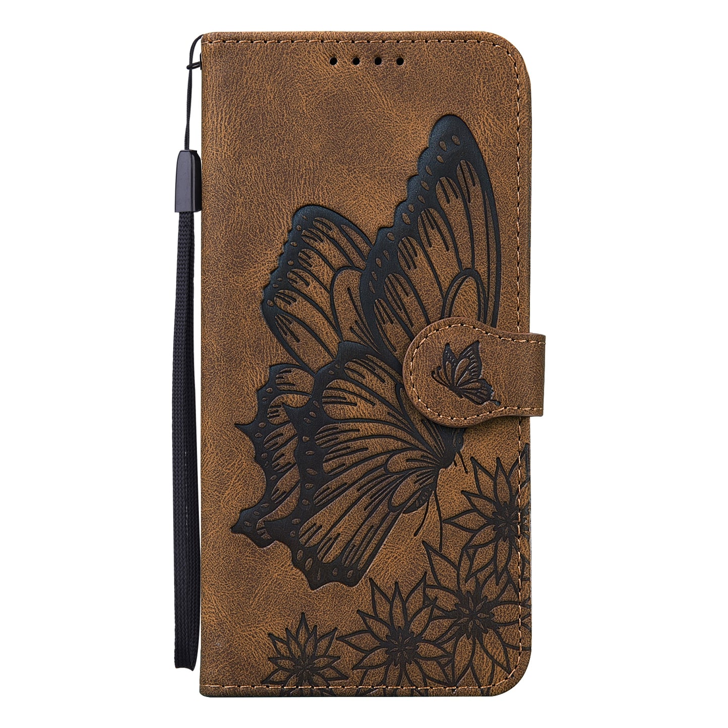 ELECTROPRIME For iPhone 15 Retro Skin Feel Butterflies Embossing Leather Phone Case(Brown)