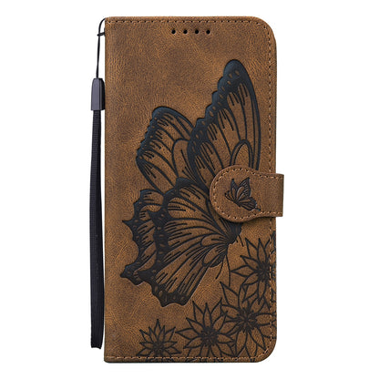 ELECTROPRIME For iPhone 15 Retro Skin Feel Butterflies Embossing Leather Phone Case(Brown)