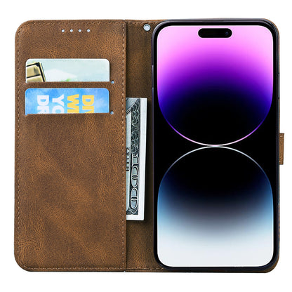 ELECTROPRIME For iPhone 15 Retro Skin Feel Butterflies Embossing Leather Phone Case(Brown)