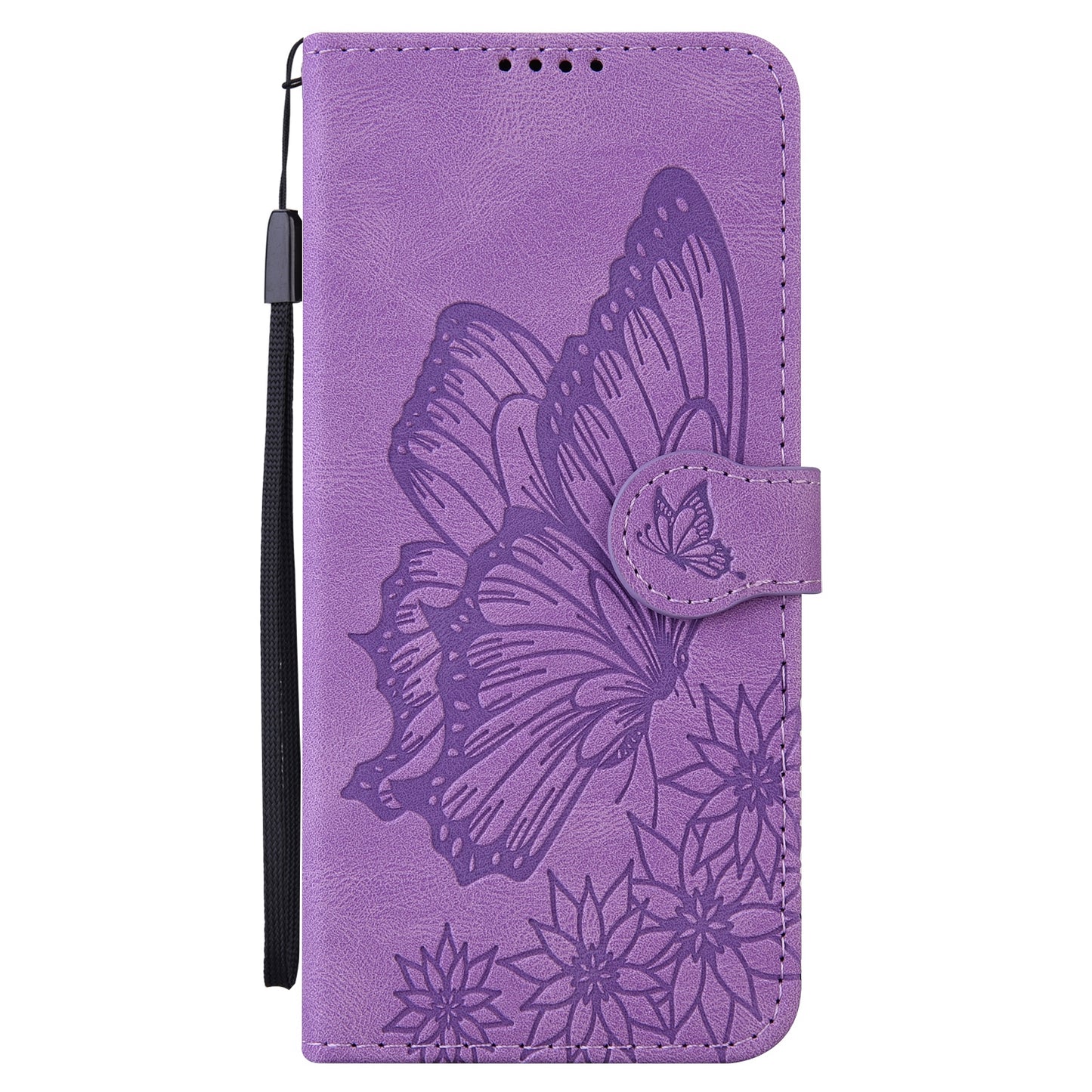 ELECTROPRIME For iPhone 15 Retro Skin Feel Butterflies Embossing Leather Phone Case(Purple)