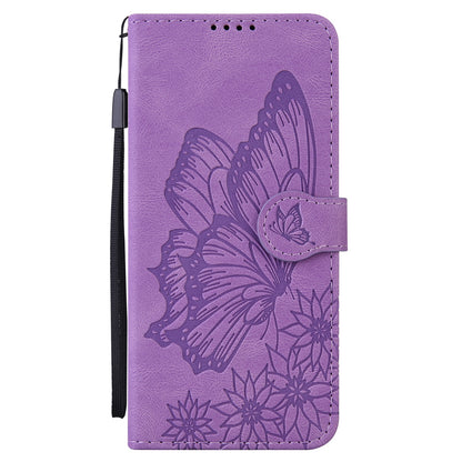 ELECTROPRIME For iPhone 15 Retro Skin Feel Butterflies Embossing Leather Phone Case(Purple)
