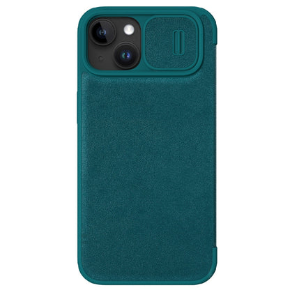ELECTROPRIME For iPhone 15 NILLKIN QIN Series Pro Plain Leather Phone Case(Green)