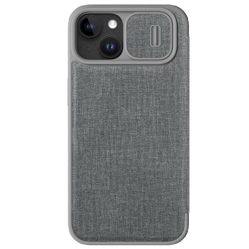 ELECTROPRIME For iPhone 15 Plus NILLKIN QIN Series Pro Fabric Textured Leather Phone Case(Grey)