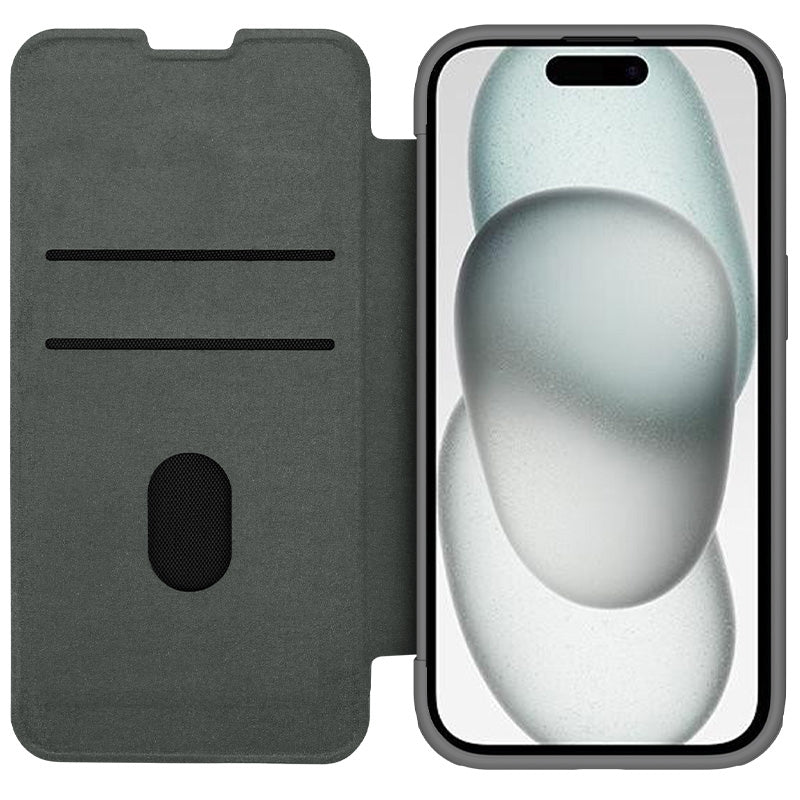 ELECTROPRIME For iPhone 15 Plus NILLKIN QIN Series Pro Fabric Textured Leather Phone Case(Grey)
