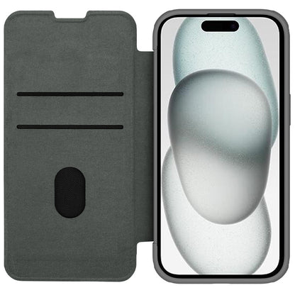 ELECTROPRIME For iPhone 15 Plus NILLKIN QIN Series Pro Fabric Textured Leather Phone Case(Grey)