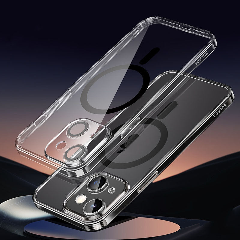 ELECTROPRIME For iPhone 15 Plus SULADA Jingpin Series MagSafe All-inclusive Lens Electroplated TPU Phone Case(Transparent Black)