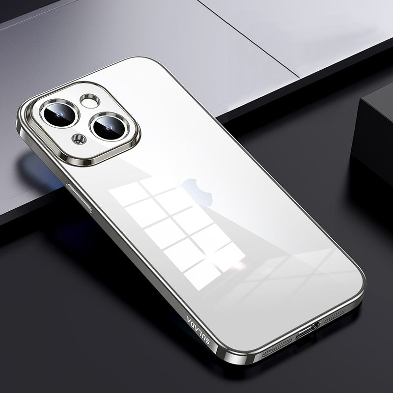 ELECTROPRIME For iPhone 15 Plus SULADA Shine Through Series Plating TPU Transparent Phone Case(Titanium Grey)