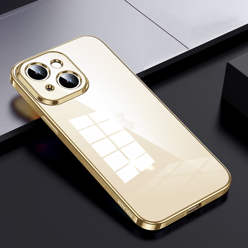 ELECTROPRIME For iPhone 15 SULADA Shine Through Series Plating TPU Transparent Phone Case(Gold)