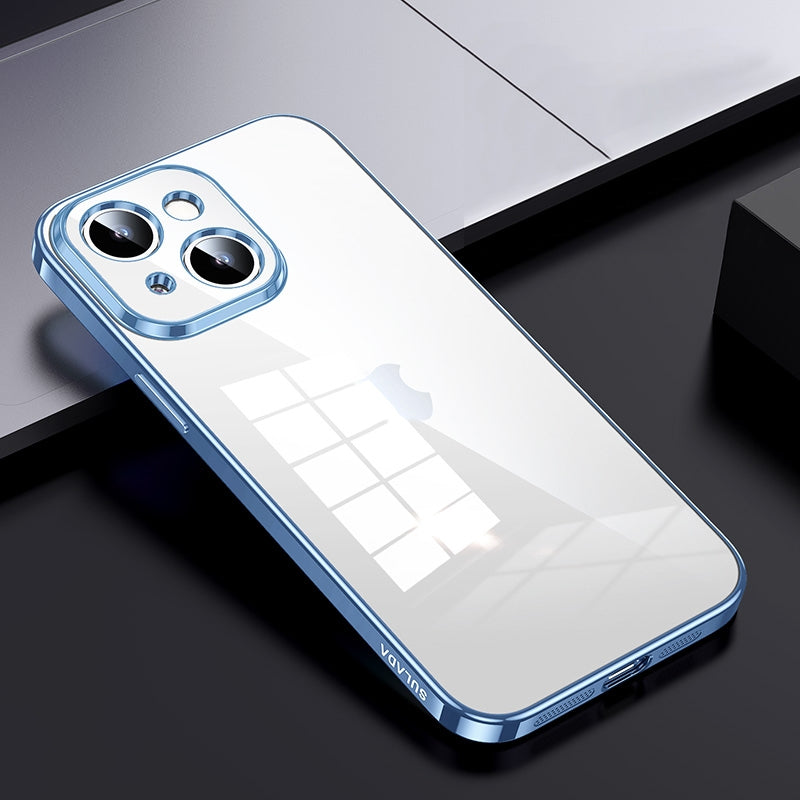 ELECTROPRIME For iPhone 15 SULADA Shine Through Series Plating TPU Transparent Phone Case(Sierra Blue)
