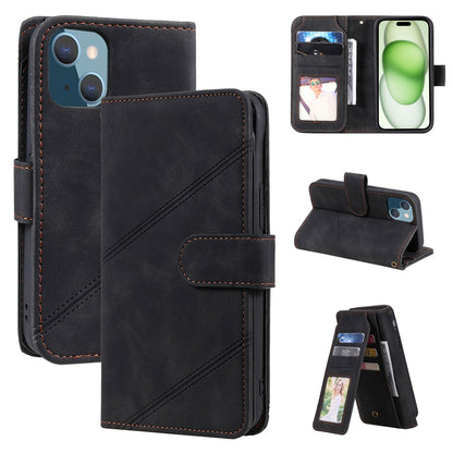 ELECTROPRIME For iPhone 15 Skin Feel Multi-card Wallet Leather Phone Case(Black)