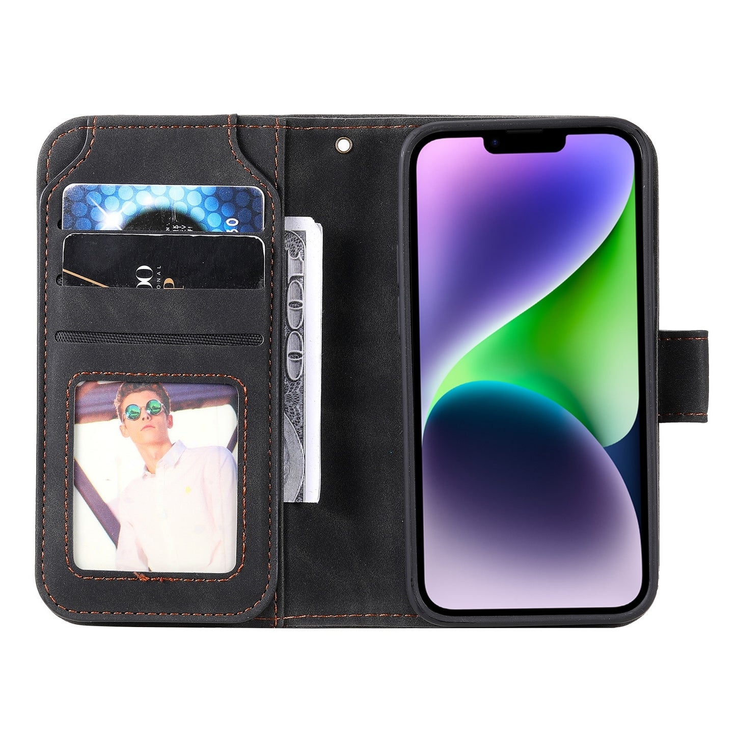ELECTROPRIME For iPhone 15 Skin Feel Multi-card Wallet Leather Phone Case(Black)