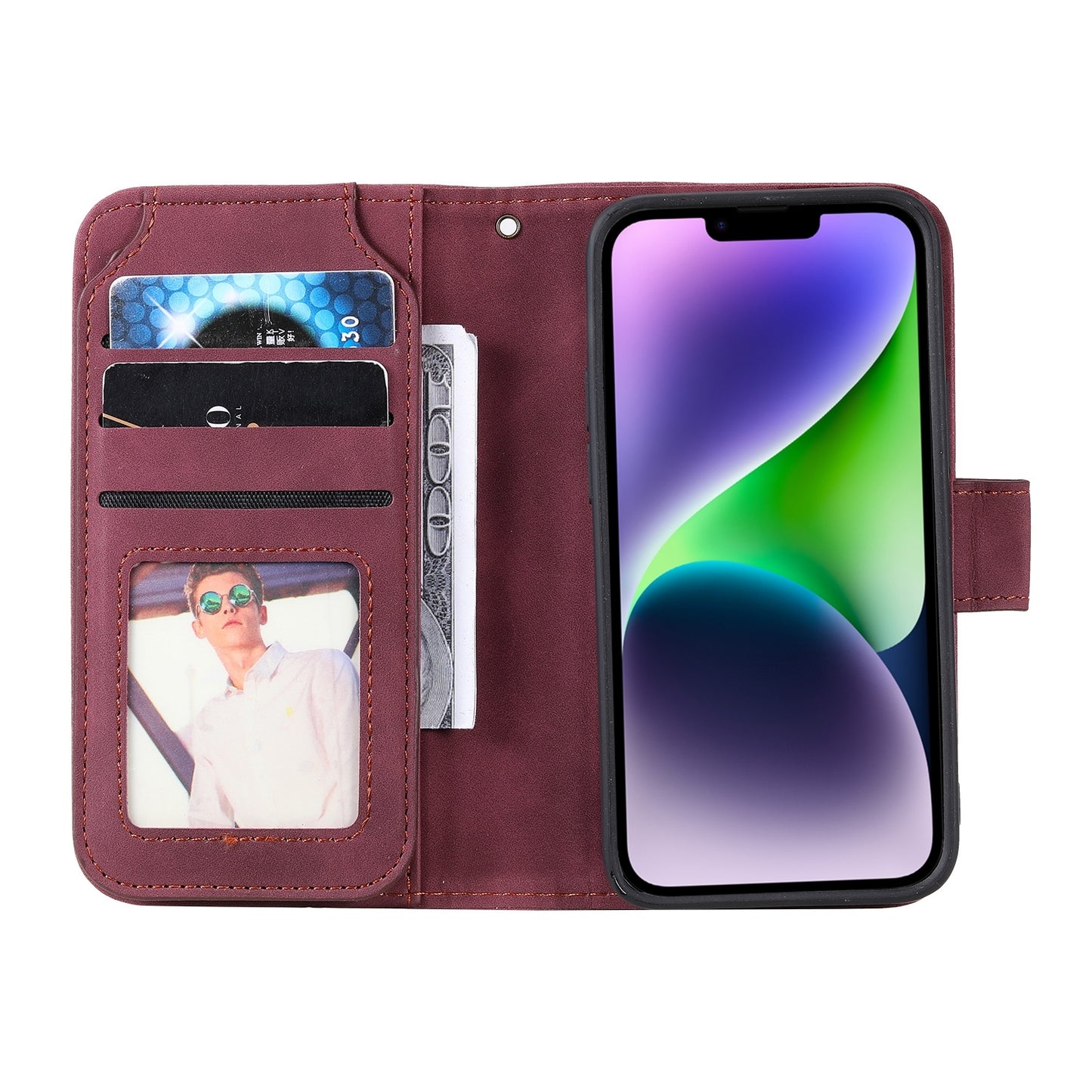 ELECTROPRIME For iPhone 15 Skin Feel Multi-card Wallet Leather Phone Case(Red)
