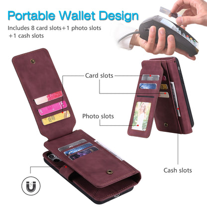 ELECTROPRIME For iPhone 15 Skin Feel Multi-card Wallet Leather Phone Case(Red)