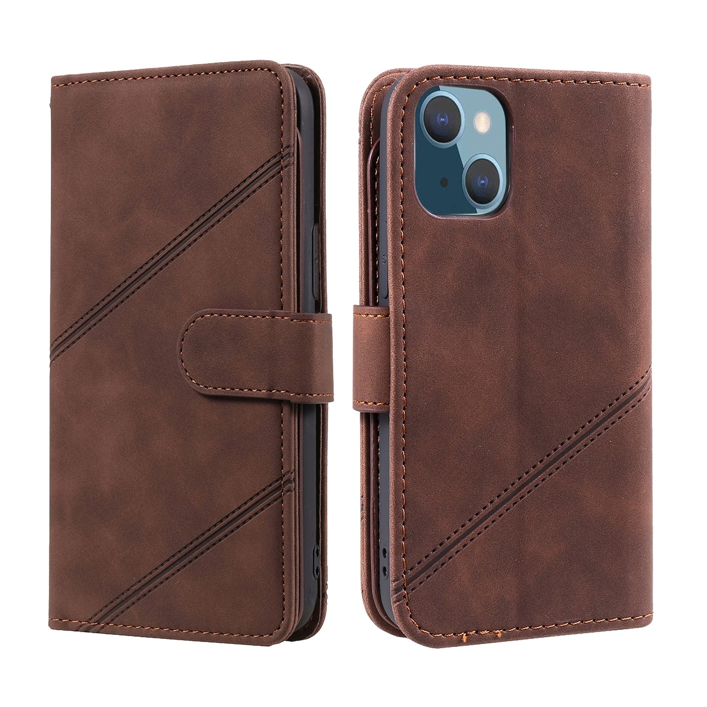 ELECTROPRIME For iPhone 15 Skin Feel Multi-card Wallet Leather Phone Case(Brown)