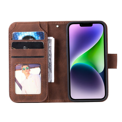 ELECTROPRIME For iPhone 15 Skin Feel Multi-card Wallet Leather Phone Case(Brown)