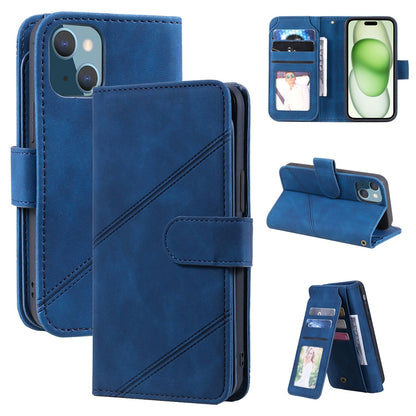ELECTROPRIME For iPhone 15 Plus Skin Feel Multi-card Wallet Leather Phone Case(Blue)