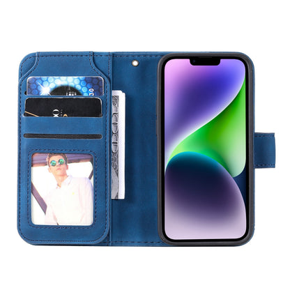 ELECTROPRIME For iPhone 15 Plus Skin Feel Multi-card Wallet Leather Phone Case(Blue)