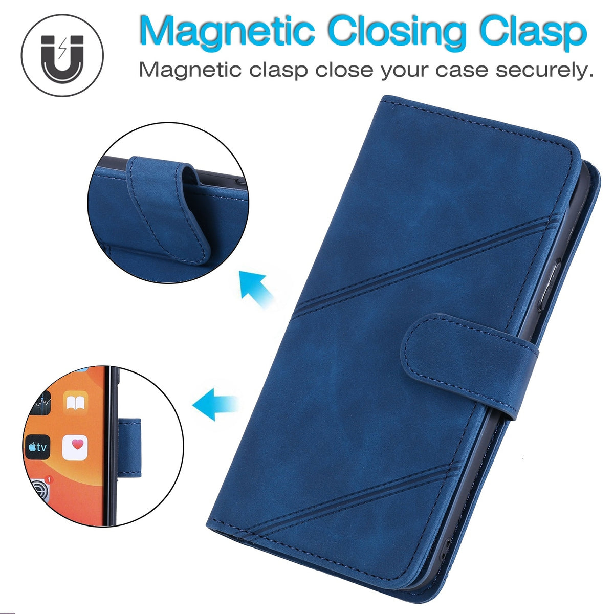 ELECTROPRIME For iPhone 15 Plus Skin Feel Multi-card Wallet Leather Phone Case(Blue)