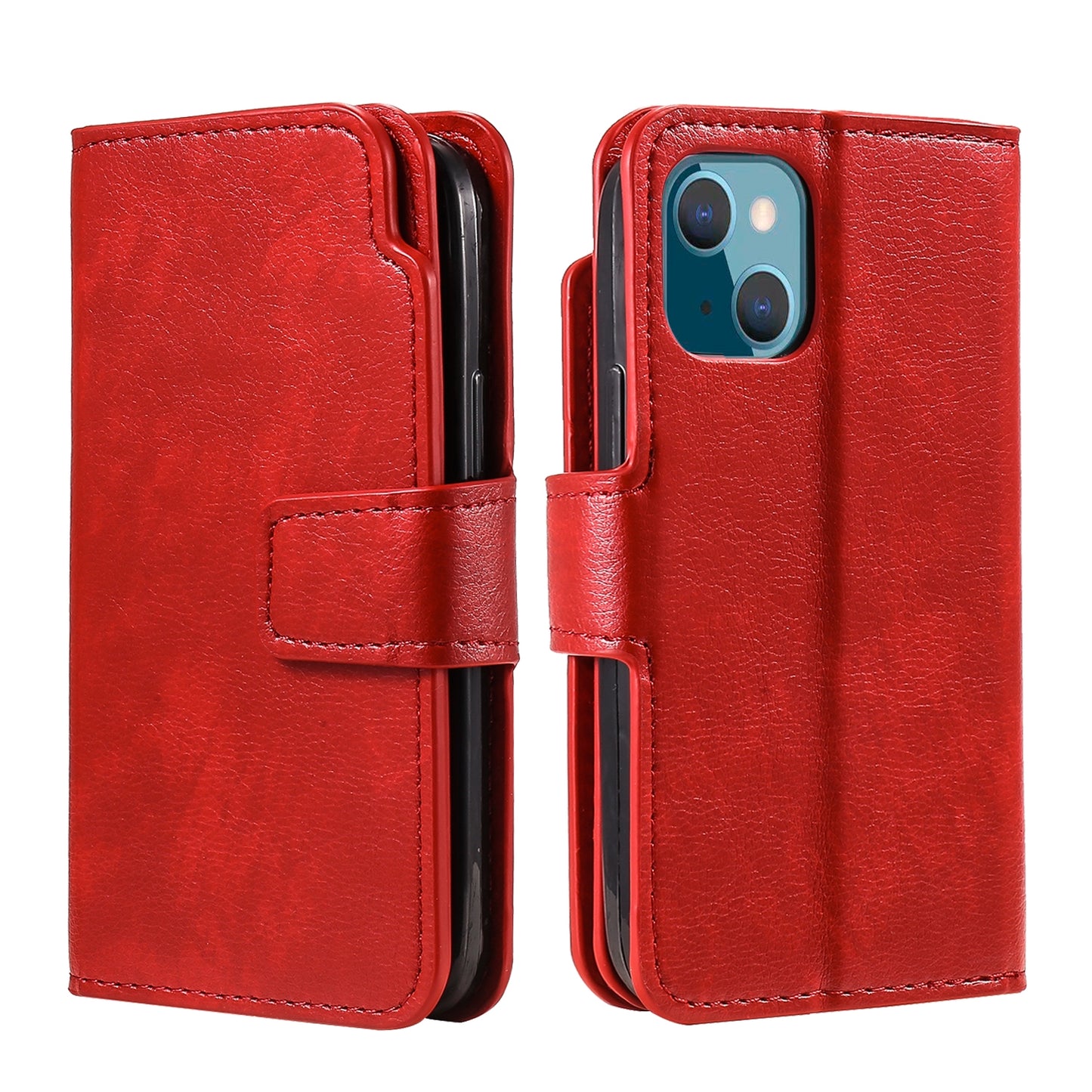 ELECTROPRIME For iPhone 15 Tri-Fold 9-Card Wallets Leather Phone Case(Red)