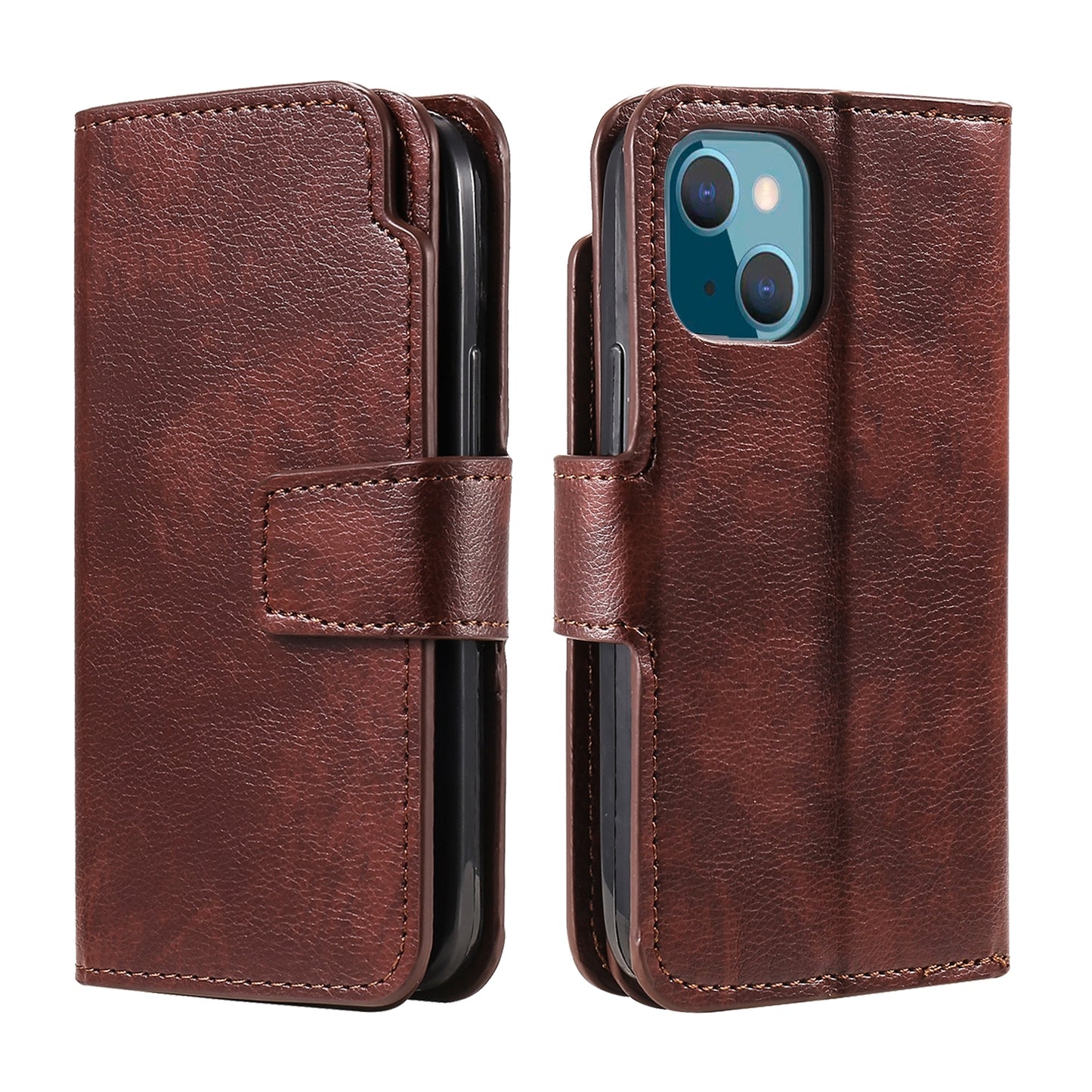 ELECTROPRIME For iPhone 15 Tri-Fold 9-Card Wallets Leather Phone Case(Brown)
