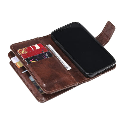 ELECTROPRIME For iPhone 15 Tri-Fold 9-Card Wallets Leather Phone Case(Brown)