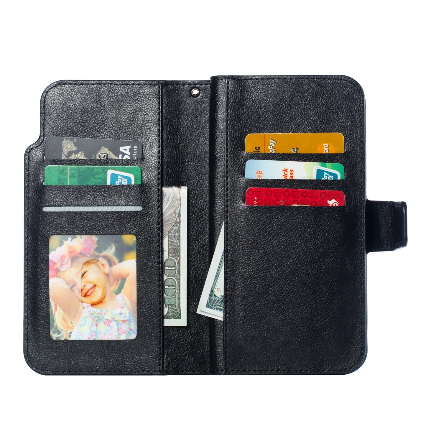 ELECTROPRIME For iPhone 15 Tri-Fold 9-Card Wallets Leather Phone Case(Black)