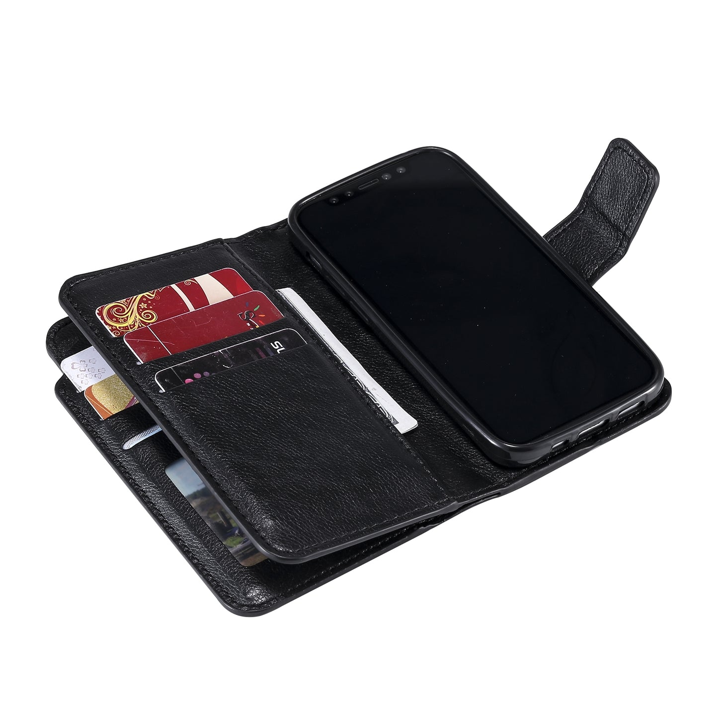 ELECTROPRIME For iPhone 15 Tri-Fold 9-Card Wallets Leather Phone Case(Black)