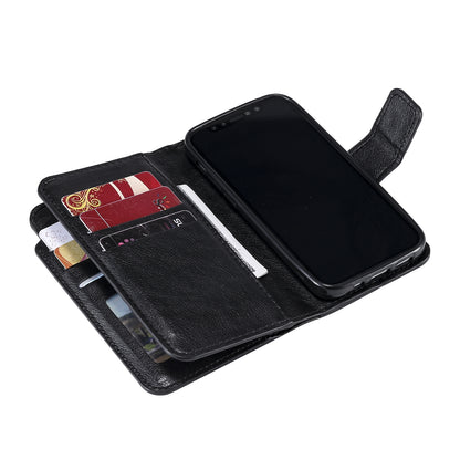 ELECTROPRIME For iPhone 15 Tri-Fold 9-Card Wallets Leather Phone Case(Black)