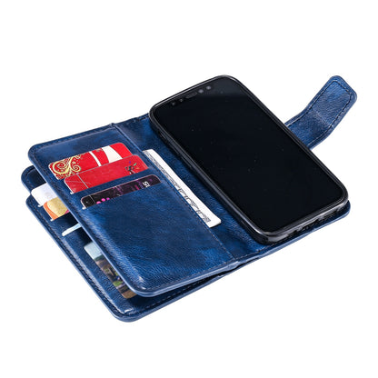ELECTROPRIME For iPhone 15 Plus Tri-Fold 9-Card Wallets Leather Phone Case(Blue)