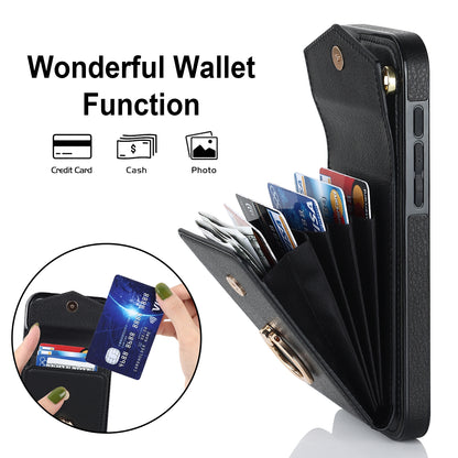 ELECTROPRIME For iPhone 15 Ring Holder RFID Card Slot Phone Case(Black)
